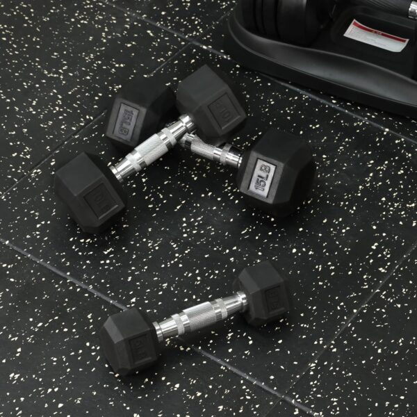 Signature Fitness Premium Rubber Encased Hex Dumbbell Sets, 60LBS, 100LBS, 150LBS, 210LBS, 300LBS, 550LBS Options - Image 4