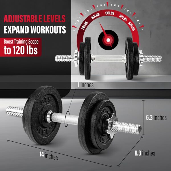 Yes4All Old School Adjustable Dumbbell Set with Weight Plates, Star Lock Collars/Connector, 40lbs to 200lbs Adjustable Weight Plates Set - Image 3