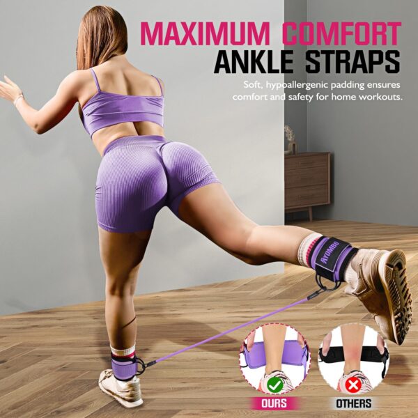 Ankle Resistance Bands with Cuffs, Home Gym Workout Equipment, Lifting Glute Butt Exercise Equipment for Women, Ankle Weights Fitness Band Set, Leg Booty Equipment for Training Perfect Body Shape - Image 5