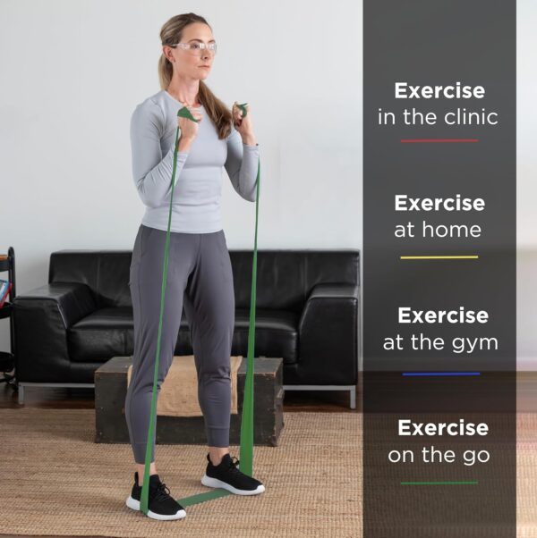 THERABAND Resistance Band 50 Yard Roll, Heavy Green Non-Latex Professional Elastic Bands For Upper & Lower Body Exercise, Physical Therapy, Pilates, & Rehab, Dispenser Box, Level 4 - Image 3