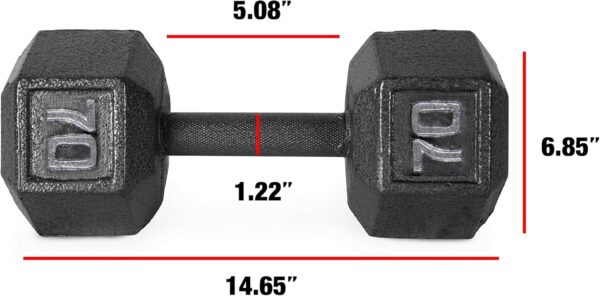 CAP Barbell Black Cast Iron Hex Dumbbell | 5-120 LBs | Single or Pair - Image 2