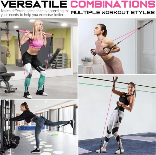 Pilates Bar Kit with Resistance Bands, Multifunctional Pilates Bar for Women & Men with Heavy-Duty Metal Adjustment Buckle, Pilates Home Equipment for Full BodyWorkouts - Image 6