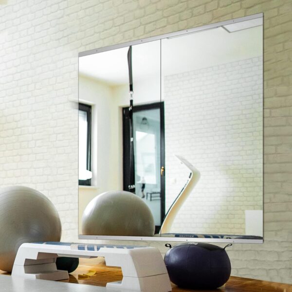 Delma Home Gym Mirror, 48''x24''x2PCS, Large Full Body Mirror for Yoga, Glass Frameless Mirror for Wall Mounted, Wall Mirror for Home Gym, Garage, Bedroom, Bathroom (Glass - 48''x24'' - 2PCS) - Image 3