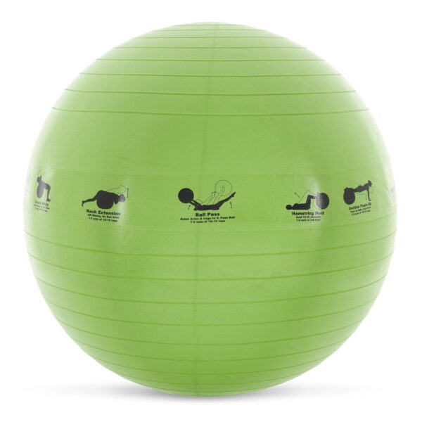 23" Smart Self-Guided Stability Exercise Ball w/13 Exercises Printed for Yoga, Pilates, Office Ball Chair and More, Green - Image 4