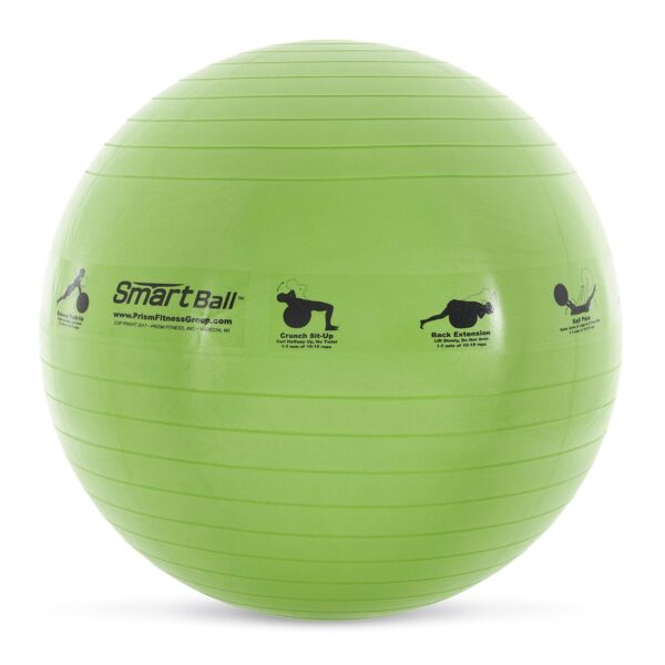 23" Smart Self-Guided Stability Exercise Ball w/13 Exercises Printed for Yoga, Pilates, Office Ball Chair and More, Green - Image 2