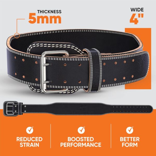 ProFitness Weight Lifting Belt for Men & Women - Premium 4" Wide Weight Belt for Men & Women Functional Fitness - Squat Belts for Men & Women Back Support, Deadlift & Powerlifting - Image 3