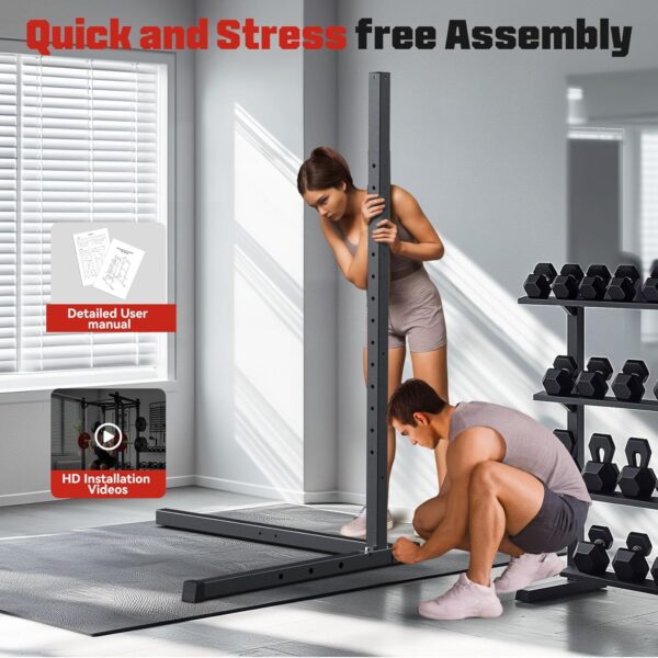 Sportsroyals Power Rack, Multi-Functional Power Cage with LAT Pulldown Pulley System, Squat Rack with More Training Attachments for Home Gym (Red)，1200 lbs Weight Capacity - Image 8