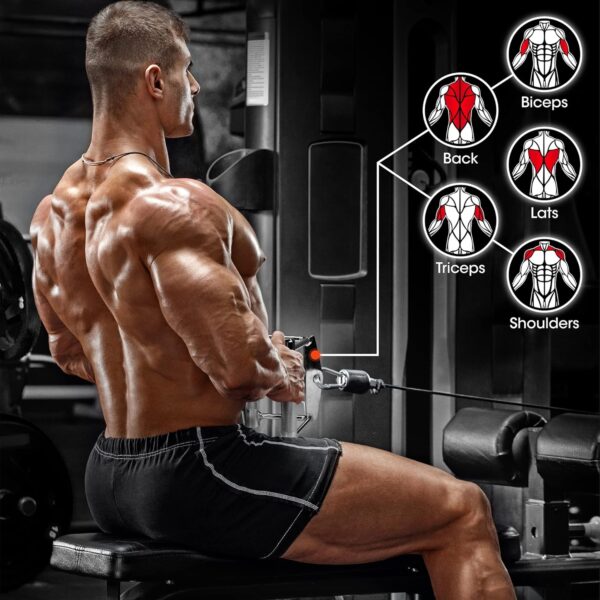 Yes4All Double D Row Handle Cable Attachment for Weight Workout, Cable Machine Accessories for Home Gym, LAT Pull Down V Bar with Capacity Up to 880LBS - Image 3