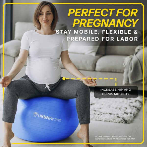 URBNFit Exercise Ball - Yoga Ball in Multiple Sizes for Workout, Pregnancy, Stability - Anti-Burst Swiss Balance Ball w/Quick Pump - Fitness Ball Chair for Office, Home, Gym - Image 4