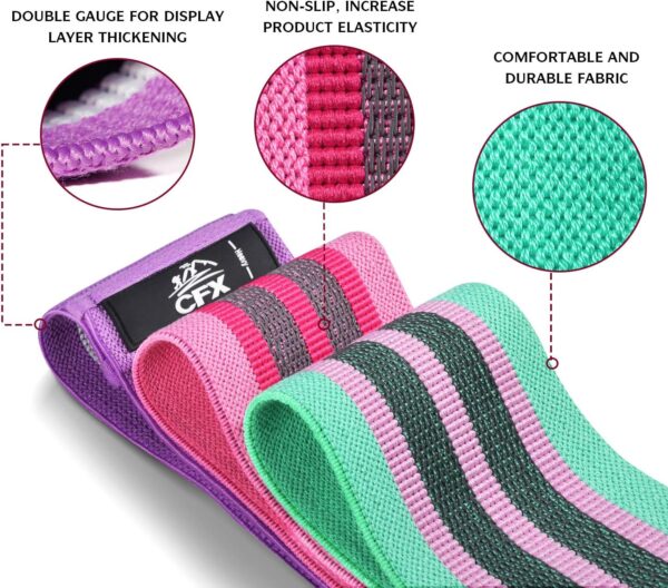 CFX Resistance Bands Set, Exercise Bands with Non-Slip Design for HIPS & Glutes, 3 Levels Workout Bands for Women and Men, Booty Bands for Home Fitness, Yoga, Pilates - Image 3