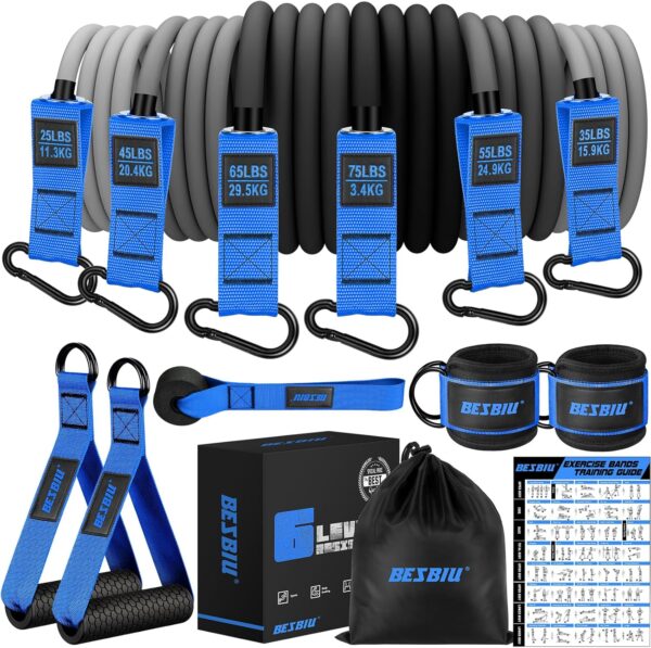 Heavy Exercise Bands Resistance Bands for Working Out, 300lbs/360lbs Fitness Workout Bands with Handles, Door Anchor, Leg Ankle Straps, Home Gym Workout Equipment for Men Strength Training Stretching