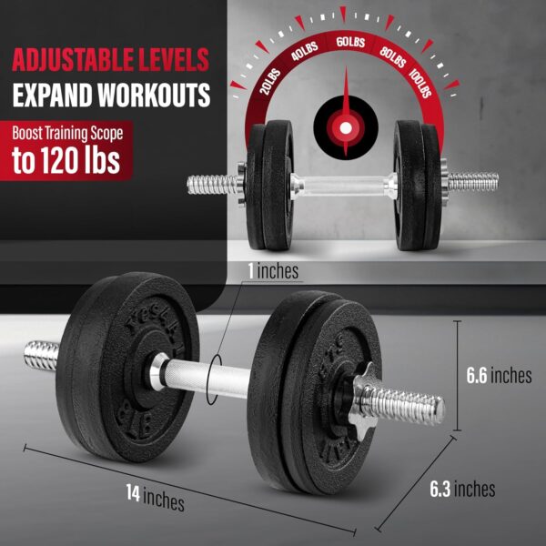 Yes4All Old School Adjustable Dumbbell Set with Weight Plates, Star Lock Collars/Connector, 40lbs to 200lbs Adjustable Weight Plates Set - Image 3