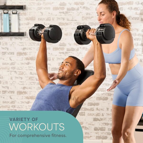 LifePro Adjustable Dumbbell Set/Single – 90lb, 25lb Dumbbells Set of 2, and Single piece - Quick Change Rotating Hand Weights for Women/Men at Home Gym Weight System, Ideal for Home Strength Training - Image 6