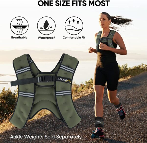 APEXUP Weighted Vest Men 5lbs/10lbs/15lbs/20lbs/25lbs/30lbs Weights with Reflective Stripe, Weighted vest for Women Workout Equipment for Strength Training Running - Image 5