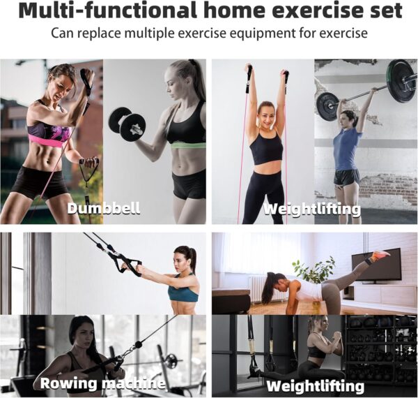 Resistance Band Set. Exercise Bands with Handles, Door Anchor and Ankle Strap. Home Gym, Supports Full-Body Workouts - with Fitness Poster and Video - Image 4