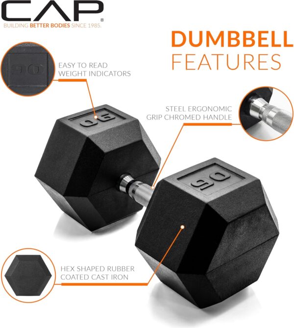 CAP Barbell Coated Hex Dumbbell Weight | Multiple Options - Image 3