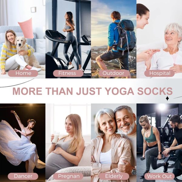 Pilates Yoga Socks with Grips for Women - Crew Length Ballet Barre Socks - Sticky Workout Hospital Socks - Image 6