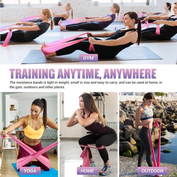 Resistance Bands for Physical Therapy Women, Extended Exercise Stretch Bands for Yoga, Pilates, Rehab, Fitness and Strength Training, Elastic Workout Bands with Training Poster - Image 6