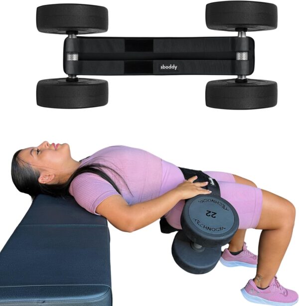 Hip Thrust Belt For Dumbbells Heavy, Kettlebells, Plates, Hip Thrust Band for Women/Men, Double Hook & Loop Booty Builder, Glute Workout Equipment for All Shapes, Use at Home/Gym