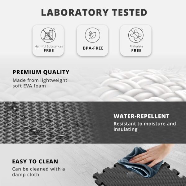 Gym Flooring Set - Interlocking EVA Soft Foam Floor Mat, 18 Pieces Puzzle Rubber Tiles Protective Ground Surface Protection, Play Workout Exercise Mats Underlay Matting Sports Pool Home Fitness Garage - Image 3