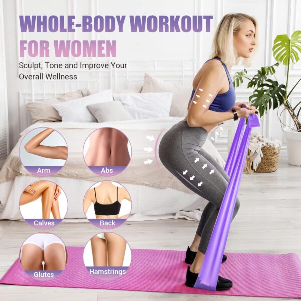 Resistance Bands for Physical Therapy Women, Extended Exercise Stretch Bands for Yoga, Pilates, Rehab, Fitness and Strength Training, Elastic Workout Bands with Training Poster - Image 5