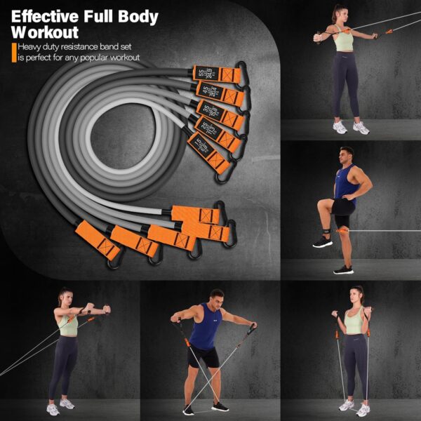 Resistance Bands, Heavy Exercise Bands with Handles, Fitness Bands for Working Out, Workout Bands for Men and Women, Weight Bands Set for Muscle Training, Strength, Yoga, Home Gym Equipment - Image 4