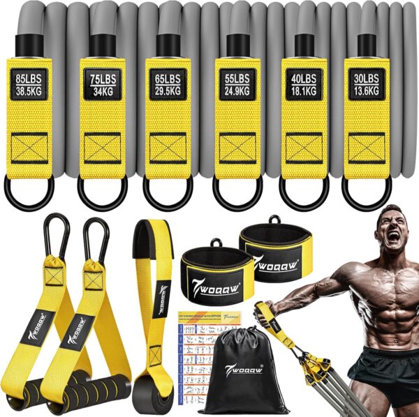 Resistance Bands, 350lbs Heavy Exercise Bands with Handles, Workout Bands Set for Working Out Men, Fitness Weight Bands for Strength Training, Stretching, Slim, Physiotherapy
