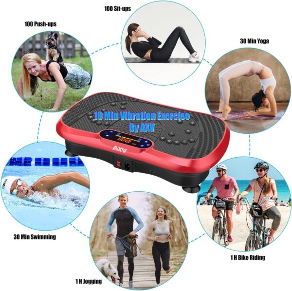 AXV Vibration Plate Fitness Platform Exercise Machine Vibrating Lymphatic Drainage Shaking Full Body Shaker Workout Vibrate Stand Shake Board Sport Gym for Weight Loss Fat Burner for Women Men - Image 7