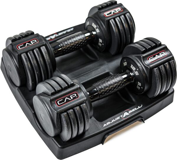 CAP Barbell 12.5 lb Pair ADJUSTABELL Adjustable Dumbbell with Contoured Full Rotation Handle, Honeycomb Design, Black