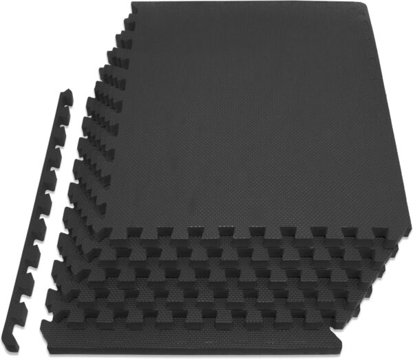 ProsourceFit Extra Thick Puzzle Exercise Mat, EVA Foam Interlocking Tiles for Protective, Cushioned Workout Flooring for Home and Gym Equipment, Black - 3/4 inch - 96 Sq Ft - 24 Tiles