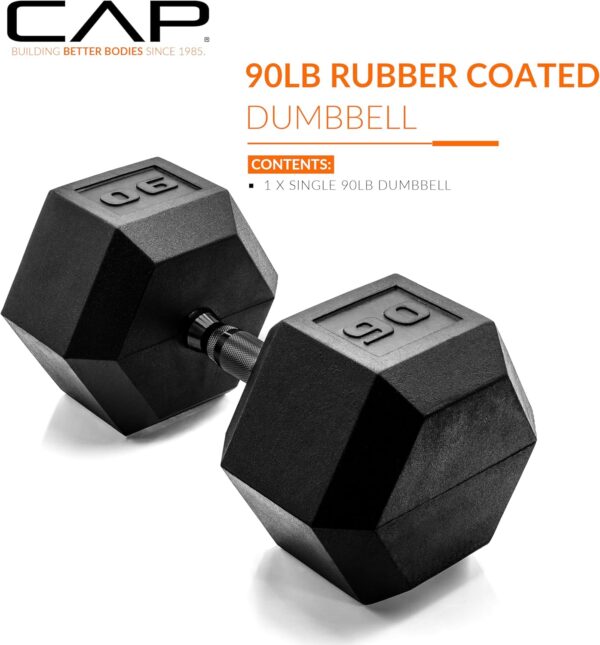 CAP Barbell 90 LB Coated Hex Dumbbell Weight with Black Handle - Image 2