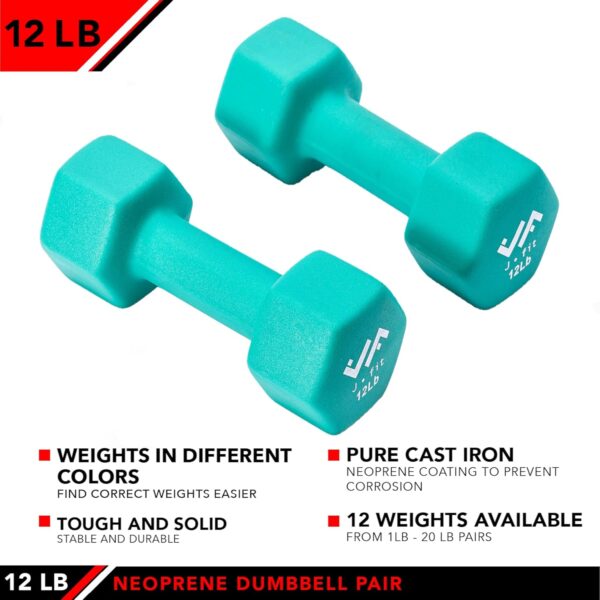 JFIT Neoprene Dumbbell Pairs, 12 LB - Image 4