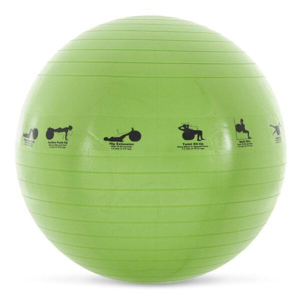 23" Smart Self-Guided Stability Exercise Ball w/13 Exercises Printed for Yoga, Pilates, Office Ball Chair and More, Green - Image 5