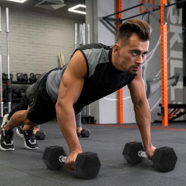 Signature Fitness Premium Rubber Encased Hex Dumbbell Sets, 60LBS, 100LBS, 150LBS, 210LBS, 300LBS, 550LBS Options - Image 7