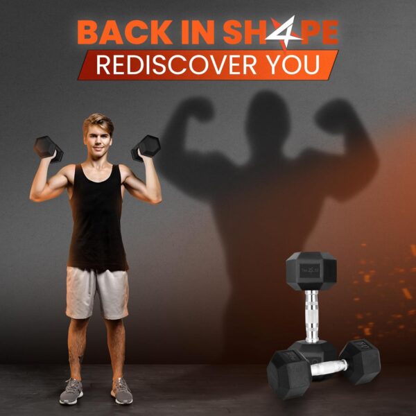 Yes4All Chrome Grip Encased Hex Dumbbells – Hand Weights With Anti-Slip 10-30 LBS Pair - Image 5
