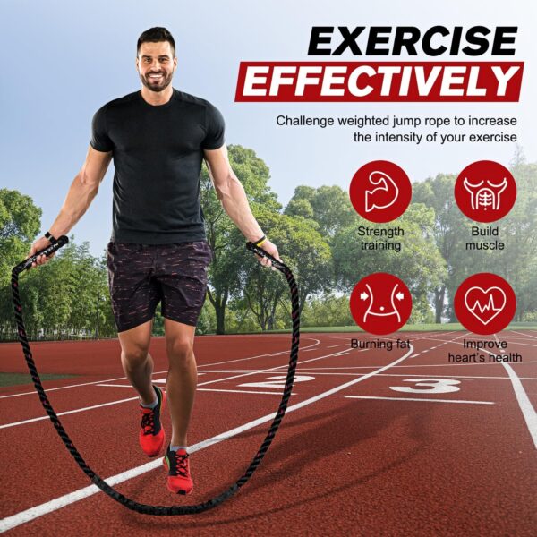 Jump Rope, Weighted Jump Ropes for Men women, 2.8lb 3.8lb 5lb Heavy Skipping Rope for Exercise, Adult Jumpropes for Home Workout, Boxing, Cardio, Improve Strength, Total Body Workout Equipment - Image 3