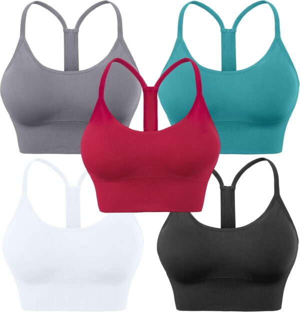 Evercute Racerback Sports Bras Padded Y Racer Back Cropped Bras for Yoga Workout Fitness Low Impact