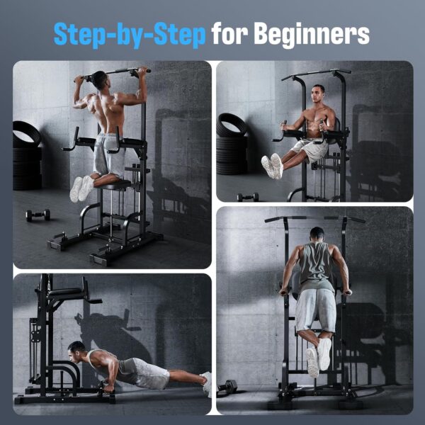 Sportsroyals Power Tower Pull Up Dip Station Assistive Trainer Multi-Function Home Gym Strength Training Fitness Equipment 440LBS - Image 7
