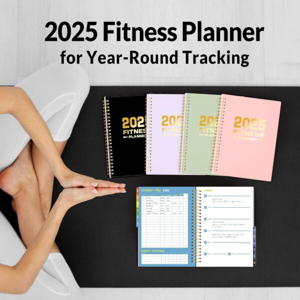 2025 Fitness Workout Journal Planner for Women & Men, from JAN 2025 - DEC 2025 Exercise Planner, 6.4" x 8.3" Fitness Tracker Journal Essentials for Goals, Tracking, Gifts with PVC Plastic Cover, Pink - Image 8