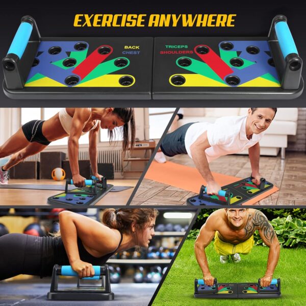 Solid Push Up Board 15 in 1 Home Workout Equipment Multi-Functional Pushup Stands System Fitness Floor Chest Muscle Exercise Professional Equipment Burn Fat Strength Training Arm Men & Women Weights - Image 7