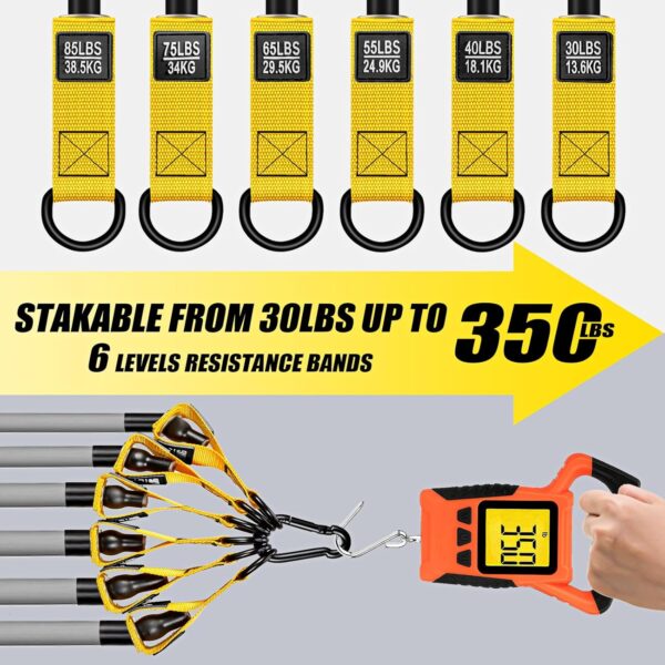 Resistance Bands, 350lbs Heavy Exercise Bands with Handles, Workout Bands Set for Working Out Men, Fitness Weight Bands for Strength Training, Stretching, Slim, Physiotherapy - Image 3