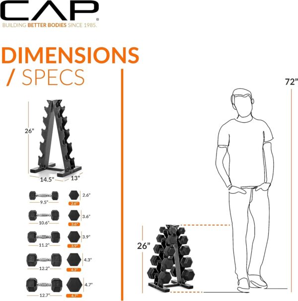 CAP Barbell Dumbbell Set with Rack | Multiple Options in 150lbs and 210lbs - Image 5