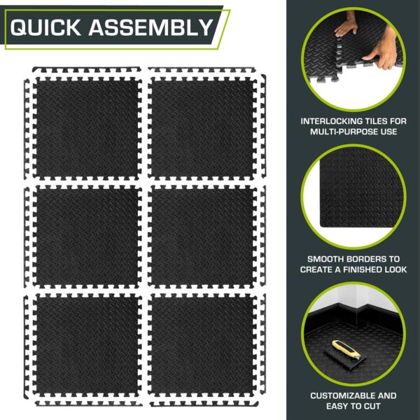 ProsourceFit Puzzle Exercise Mat ½ in, EVA Interlocking Foam Floor Tiles for Home Gym, Mat for Home Workout Equipment, Floor Padding for Kids - Image 6