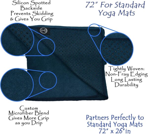 Tatago Hot Yoga Mat Towel Non Slip for Hot Yoga (72" or 84" Mats) Our Hot Yoga Towel Non Slip Silicone Dabs & Absorbent Microfiber Blend Gives You More Grip As You Drip! - Image 3