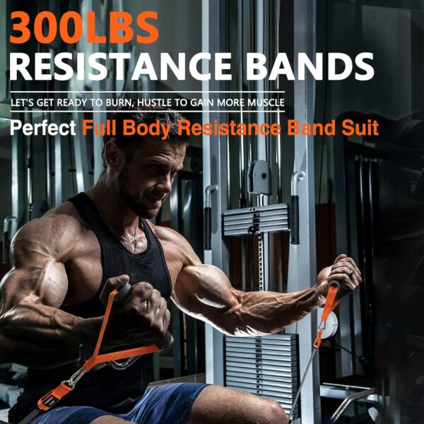 Resistance Bands,Heavy Exercise Bands with Handles, Door Anchor, Legs Ankle Straps, 300/240/360LBS Workout Bands for Men and Women Fitness, Heavy Resistance Training, Home Workout Set - Image 2
