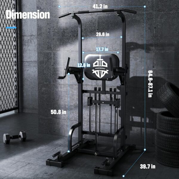 Sportsroyals Power Tower Pull Up Dip Station Assistive Trainer Multi-Function Home Gym Strength Training Fitness Equipment 440LBS - Image 4