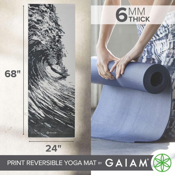 Gaiam Yoga Mat - Premium 6mm Print Reversible Extra Thick Non Slip Exercise & Fitness Mat for All Types of Yoga, Pilates & Floor Workouts (68" x 24" x 6mm Thick) - Image 3