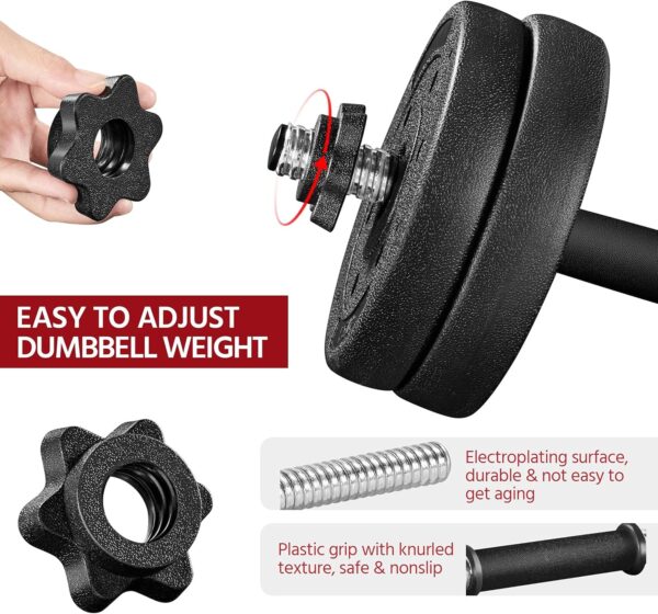 Yaheetech Adjustable Dumbbells Weight Set Dumbbell Weights Exercise & Fitness Equipment w/ 4 Spinlock Collars for Women & Men Home Gym Strength Training - Image 2