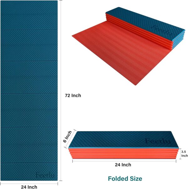 Foldable Yoga Mat - 6mm & 8mm Thick, Large, Lightweight, and Easy to Store - Anti-Slip Folding Exercise Mat for Yoga, Pilates, Home Workouts, and Floor Exercises - Image 2