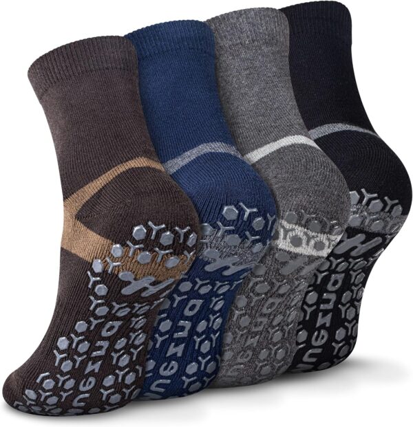 Muezna Men's Non-Slip Yoga Socks, Anti-Skid Pilates, Barre, Bikram Fitness Hospital Slipper Socks with Grips